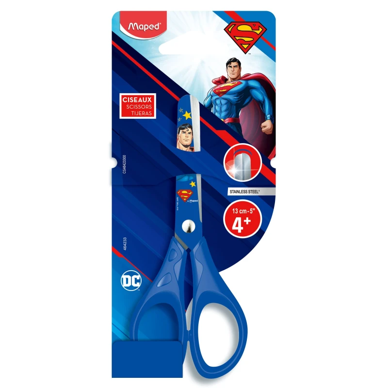 Maped Pulse Scissors 13cm - Superman Symmetrical Design | Safe & Comfortable for Kids - Maped