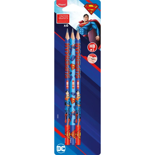 Maped Superman HB Pencils - Pack of 6 | Cool Design & Premium Quality Maped Superman HB Pencils - Pack of 6 | Cool Design & Premium Quality