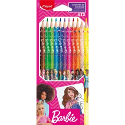 Maped Barbie Crayons x 12 in a cardboard box