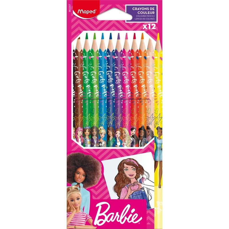 Maped Barbie Crayons x 12 in a cardboard box - Maped