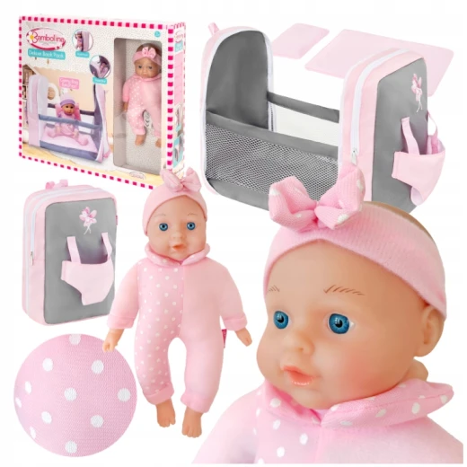 Bambolina Deluxe Back Pack – Baby Doll with Convertible Travel Bed, Suitable for Ages 3 & Up - Bambolina - Image 2