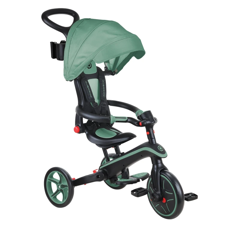 Globber Explorer Trike Foldable 4 In  1 Olive - Globber