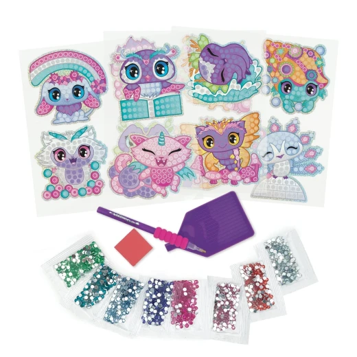 Nebulous Stars Dazzling Stickers Set 12 Decorative Stickers with Cute Animals and Fantasy Characters, Includes Application Tool, Perfect for Backpacks and School Supplies - Nebulous Stars - Image 2