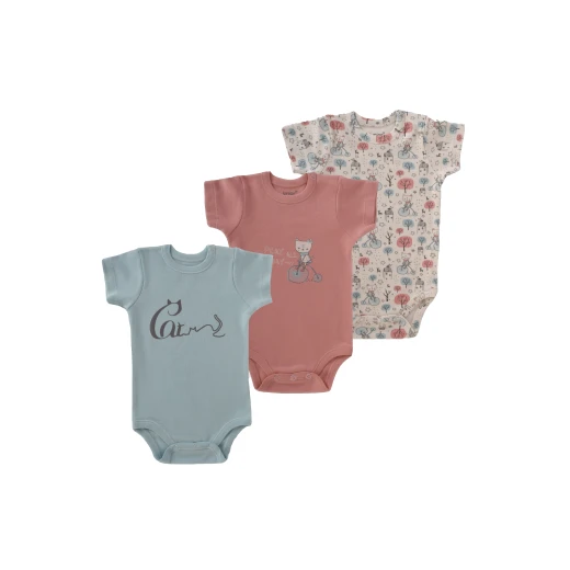 Junior Bodysuit short Sleeve happy kitty, (18-24 M), 3 Pcs - Junior Clothing - Image 2