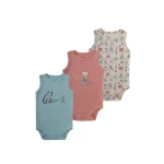 Junior Bodysuit Sleeveless happy kitty, (3-6 M), 3 Pcs - Junior Clothing