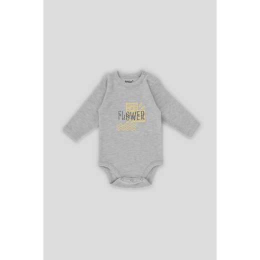 Junior Bodysuit Long Sleeve Square flower, (3-6 M), 3 Pcs - Junior Clothing - Image 5