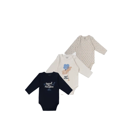 Junior Bodysuit Long Sleeve sea waves, (18-24 M), 3 Pcs - Junior Clothing - Image 2