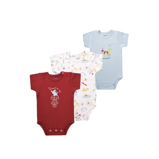 Junior Bodysuit short Sleeve playground, (0-3 M), 3 Pcs - Junior Clothing - Image 2