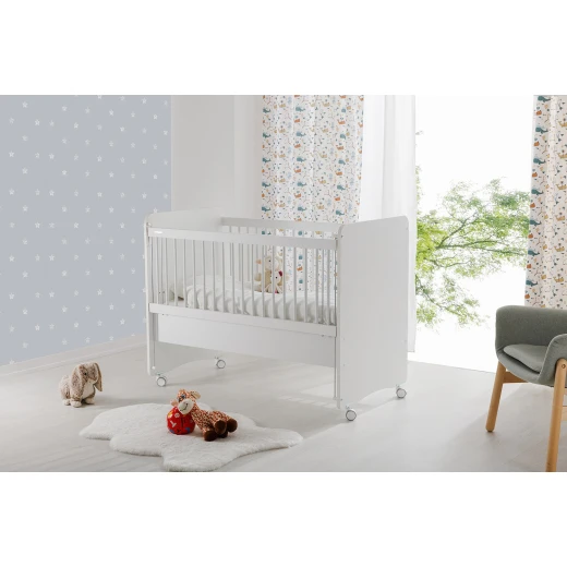 Babywhen 1065 Mother Side Crib with wheels - White - BabyWhen - Image 2