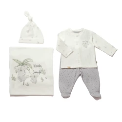 BiOrganic Koala Jungle Blanket 4 Pieces Set Grey (0-3 Months)