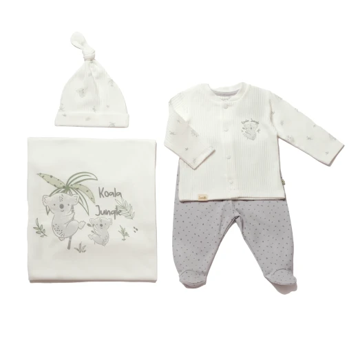 BiOrganic Koala Jungle Blanket 4 Pieces Set Grey (0-3 Months) - BiOrganic - Image 2