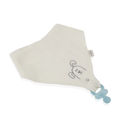Babyjem Muslin Bib With Pacifier Hanger Ecru - BabyJem - Image 3