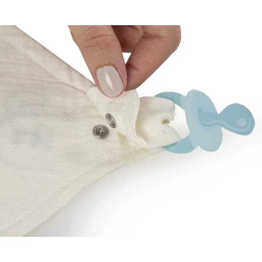 Babyjem Muslin Bib With Pacifier Hanger Ecru - BabyJem - Image 6