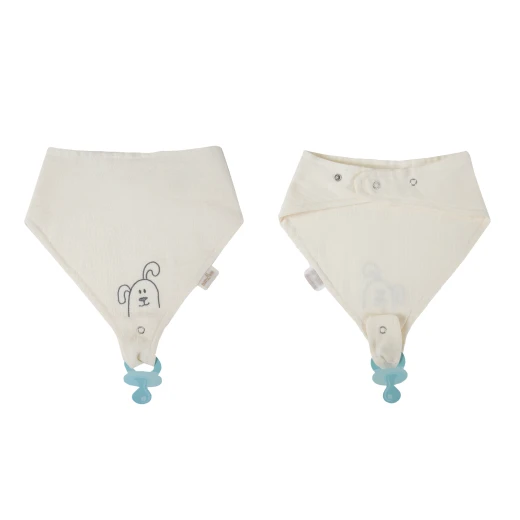 Babyjem Muslin Bib With Pacifier Hanger Ecru - BabyJem - Image 4