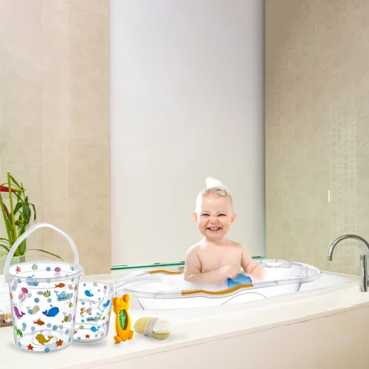 Babyjem Baby Bath Tub Set 6 Pieces With The Termometer/ Pink - BabyJem - Image 4