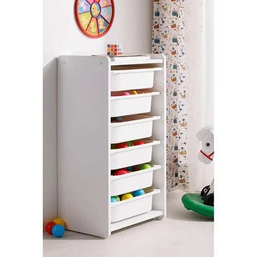 BabyWhen Toy Storage Cabinet with 6 Removable Drawers, White Kids Organizer Unit for Toys, Books & Clothes, Durable Plastic Shelves with Rounded Edges (BW2310) L45 x H 85 x D 31 cm BabyWhen Toy Storage Cabinet with 6 Removable Drawers, White Kids Organizer Unit for Toys, Books & Clothes, Durable Plastic Shelves with Rounded Edges (BW2310) L45 x H 85 x D 31 cm