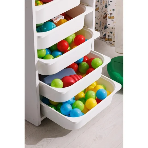 BabyWhen Toy Storage Cabinet with 6 Removable Drawers, White Kids Organizer Unit for Toys, Books & Clothes, Durable Plastic Shelves with Rounded Edges (BW2310) L45 x H 85 x D 31 cm - BabyWhen - Image 5