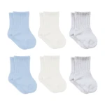 Bistyle Basic 6-Pairs Combed Flat Quarter Socks (6-12 m) (Blue, Grey, Beige) - BiOrganic