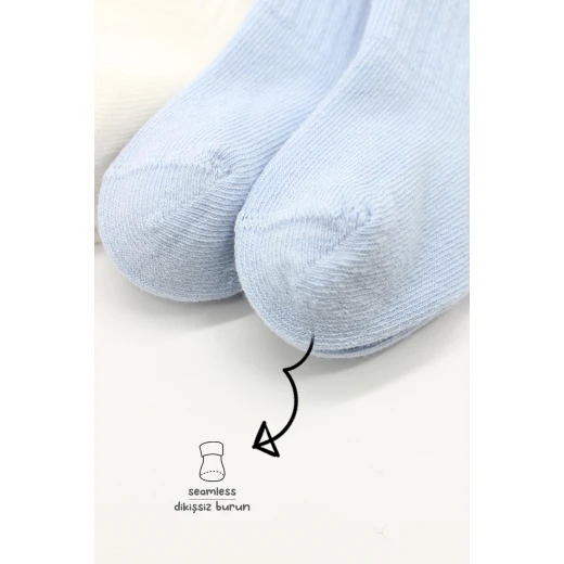 Bistyle Basic 6-Pairs Combed Flat Quarter Socks (6-12 m) (Blue, Grey, Beige) - BiOrganic - Image 5