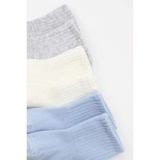 Bistyle Basic 6-Pairs Combed Flat Quarter Socks (6-12 m) (Blue, Grey, Beige) - BiOrganic - Image 6