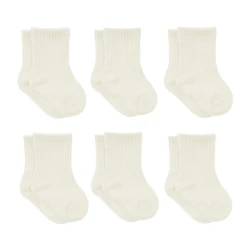 Bistyle 6-Pairs Combed Flat Quarter Socks (12-24 m) Beige