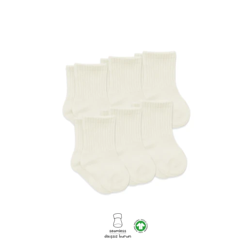 جوارب مسطحة ممشطة، (12-24 شهر) بيج 6 أزواج من بيستايل - BiOrganic - Image 4