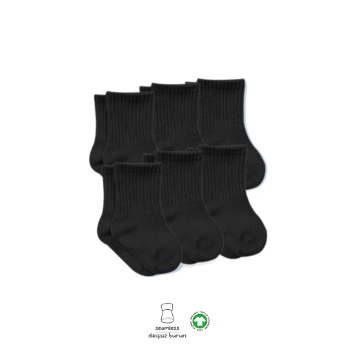 Bistyle 6-Pairs Combed Flat Quarter Socks (0-6 m) Black - BiOrganic - Image 6