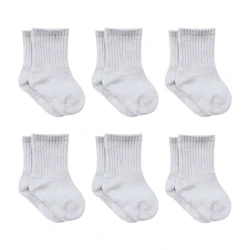 Bistyle 6-Pairs Combed Flat Quarter Socks (12-24 m) Grey