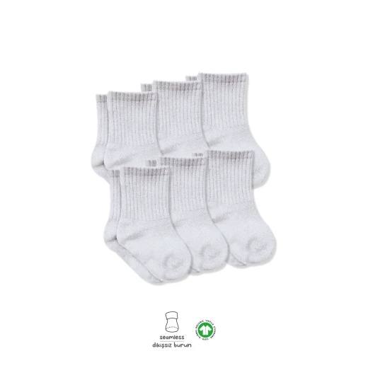 Bistyle 6-Pairs Combed Flat Quarter Socks (12-24 m) Grey - BiOrganic - Image 4