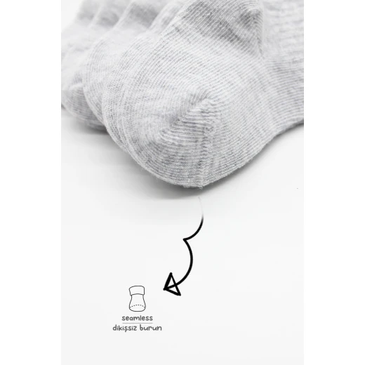 Bistyle 6-Pairs Combed Flat Quarter Socks (12-24 m) Grey - BiOrganic - Image 5