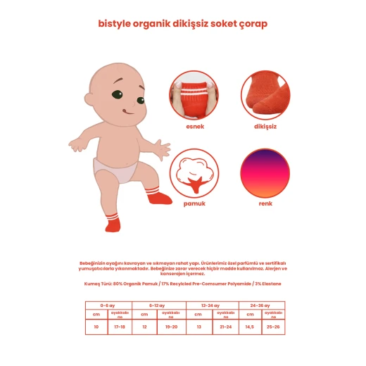 جوارب من بيستايل بحلقة دائرية، 6 أزواج، مقاس (0-6 أشهر)، ملونة - BiOrganic - Image 3