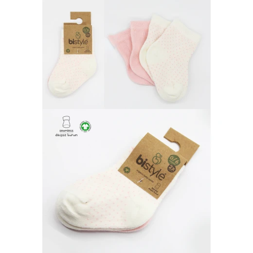 Bistyle Organic 2-Pairs Combed Socks (6-12 m) Pink - BiOrganic - Image 8