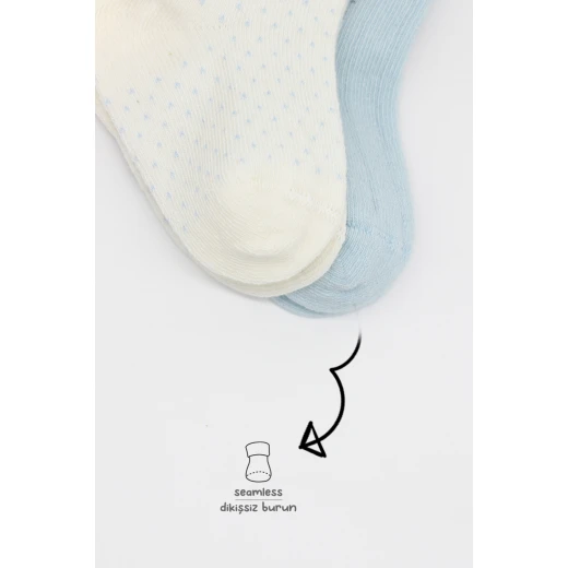 جوارب بيستايل العضوية الممشطة، زوجان (24-36 شهر) أزرق - BiOrganic - Image 5