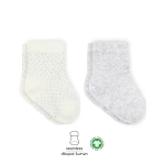Bistyle Organic 2-Pairs Combed Socks (24-36 m) Grey - BiOrganic
