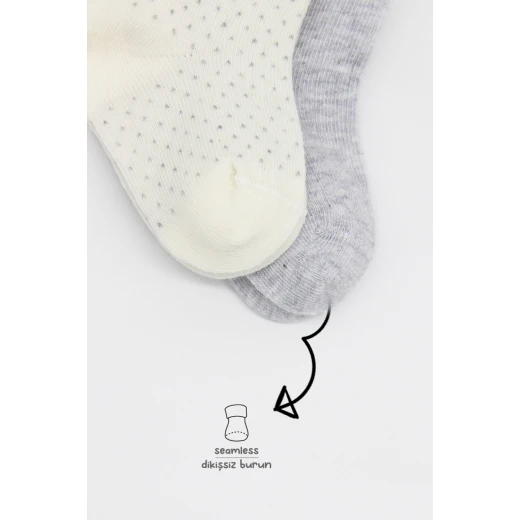 Bistyle Organic 2-Pairs Combed Socks (24-36 m) Grey - BiOrganic - Image 5
