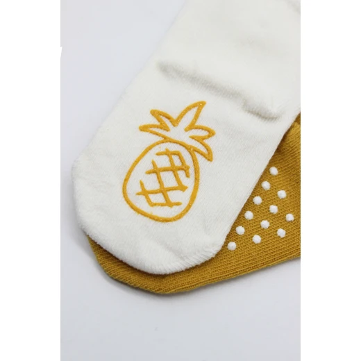 Bistyle Organic 2-Pairs Combed Non-slip Socks (24-36 m) Yellow - BiOrganic - Image 5