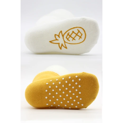Bistyle Organic 2-Pairs Combed Non-slip Socks (24-36 m) Yellow - BiOrganic - Image 3