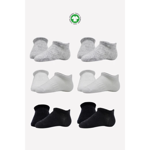 جوارب مبطنة ممشطة (6-12 شهر) (أسود، رمادي، بيج)، 6 أزواج من بيستايل - BiOrganic - Image 7