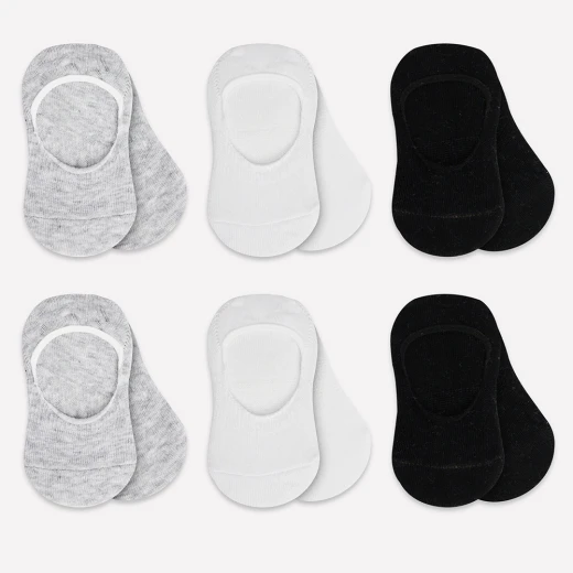 Bistyle 6-Pairs Baby Ballerina Socks (6-12 m) (Grey, White, Black) - BiOrganic - Image 2