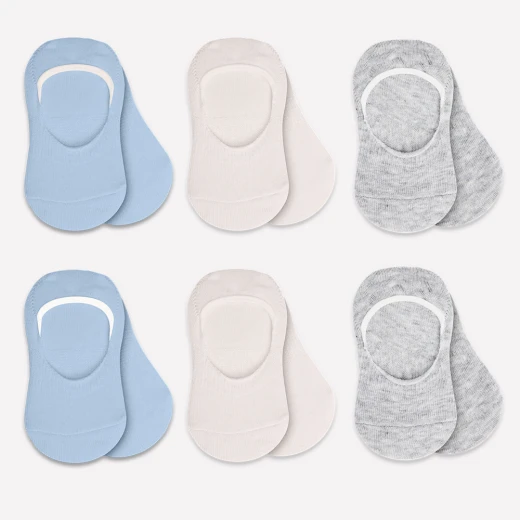Bistyle 6-Pairs Baby Ballerina Socks (24-36 m) (Grey, Beige, Blue) - BiOrganic - Image 2