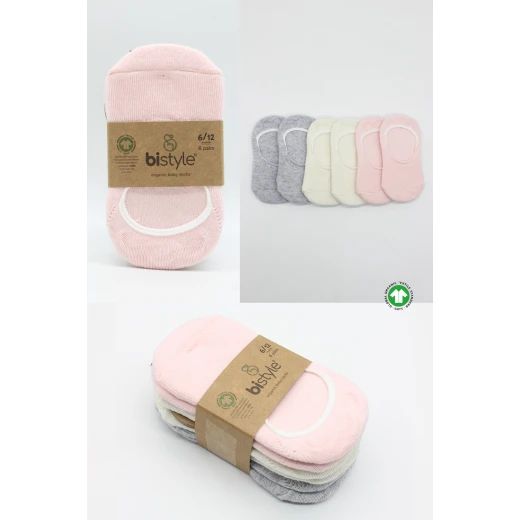 Bistyle 6-Pairs Baby Ballerina Socks (0-6 m) (Grey, Beige, Pink) - BiOrganic - Image 7