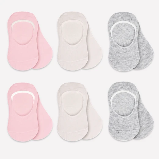 Bistyle 6-Pairs Baby Ballerina Socks (24-36 m) (Grey, Beige, Pink) - BiOrganic - Image 2