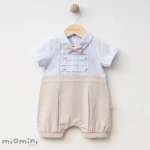 Miomini Woven Elegant Baby Boy Romper, (4334), Brown, 3 Months - Miomini