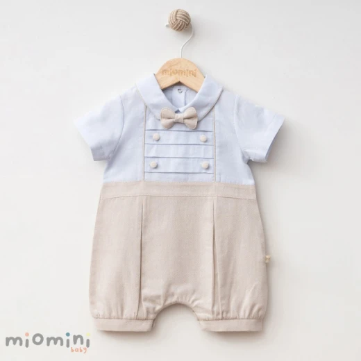 Miomini Woven Elegant Baby Boy Romper, (4334), Brown, 6 Months - Miomini - Image 2