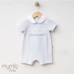 Mymio Knitted Pattern Baby Boy Romper, (4388), Blue, 9 Months - Miomini