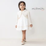 Miomini Muslin Baby Girl Dress with Mesh Bolero, (4345), Beige, 6 Months - Miomini