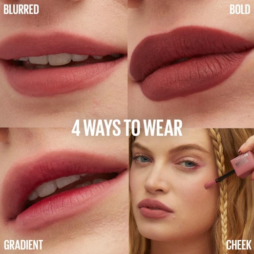 Maybelline New York, Super Stay Teddy Tint Plushwear and Transferproof, Delivers up to 12 hours of Long-lasting Blurred Matte Soft Lip Color, 25 BABY TEE - Maybelline New York - Image 4