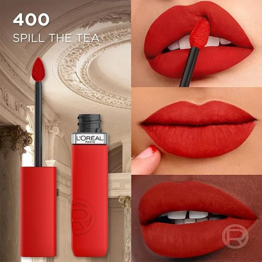 L’Oréal Paris Liquid Lipstick, Intense Colour, Longwear Matte Formula with Hyaluronic Acid, Transfer- and Smudge-Resistant, Infallible Matte Resistance, 400 Spill The Tea - L'Oreal Paris - Image 3