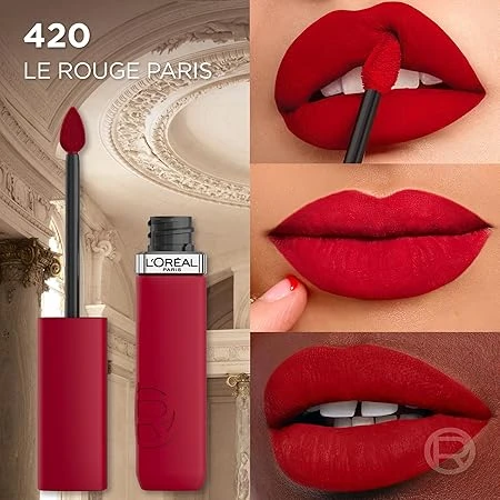 L’Oréal Paris, Infaillible Le Matte Resistance Liquid Lipstick up to 16 Hour wear, 420 Le Rouge Paris - L'Oreal Paris - Image 3