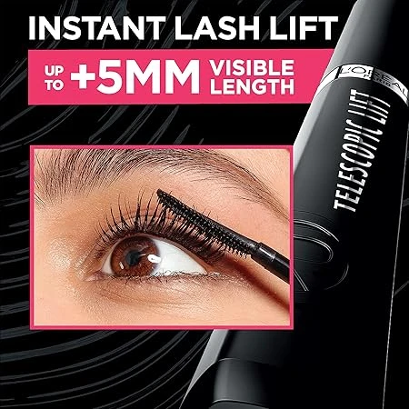 L’Oréal Paris Telescopic Lift Washable Mascara, Lengthening and Volumizing Eye Makeup, Lash Lift with Up to 36HR Wear, Black - L'Oreal Paris - Image 4